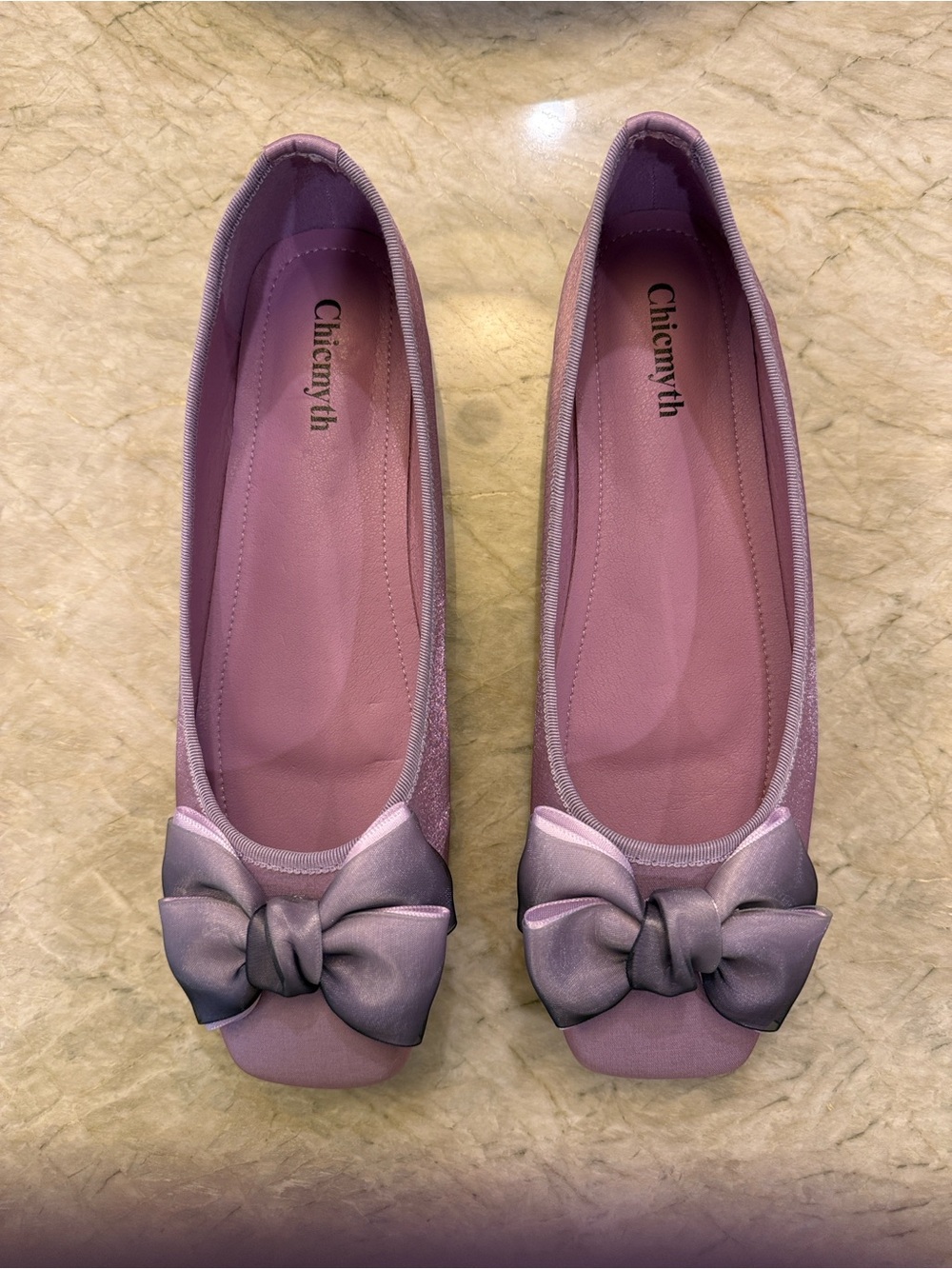 Chicwish Lavender Bow Square-Toe Flats